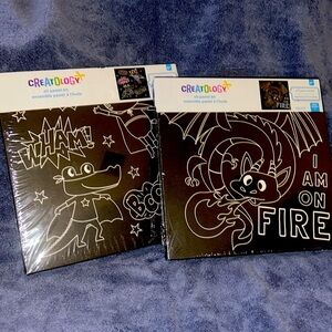 NIP CREATOLOGY Set of 2 Kids Oil Pastel Canvas Kits Dragon Super Hero